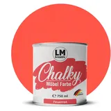 Chalky Möbelfarbe Kreidefarbe für Möbel 750 ml / 1,05 kg (Feuerrot), matt finish In- & Outdoor Kreide-Farbe für Shabby-Chic, Vintage Look, Landhaus Stil Möbel streichen