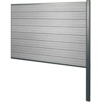 MCW WPC-Sichtschutz Savoie Zaun Windschutz Alu-Pfosten Zum Einbetonieren - Erweiterungselement 185cm Grau