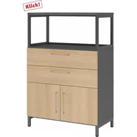 hjh OFFICE PRO FlexWall Kombischrank 3OH 1offen 80 x 40 x 120 graphit/eiche