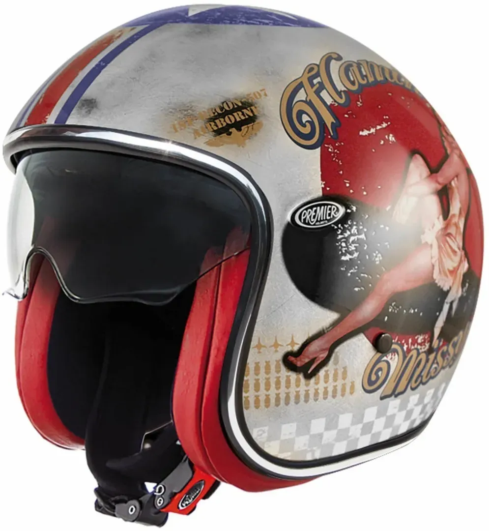Premier Vintage Pin Up Old Style Jet Helmet Zilver, zilver, XS Voorman