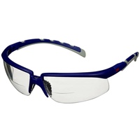 3M Solus 2000 Schutzbrille, blau/grauer Rahmen, Anti-Kratz/ Anti-Beschlag Beschichtung, klare Scheibe mit integriertem Lesebereich (bifokal) für präzise Detailarbeit, +2.5 Dioptrien, S2025AF-BLU
