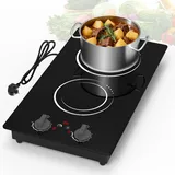 VBGK herdplatten 2 kochfelder, 220 V, 3000 W, induktionskochplatte 2 platten mit LCD-Touchscreen, 9 Stufeneinstellungen, Kindersicherung und Timer