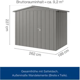hörmann stauraumsysteme Juno Gerätehaus 2,62 x 1,66 m Graualuminium