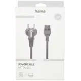 Hama Netzkabel mit Erde (Netzkabel für Computer/Notebook/TV, Netzadapter, Erdungsstecker Typ F, 3-poliger Kleeblattstecker, 1,5 m, Schwarz