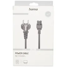 Hama Netzkabel mit Erde (Netzkabel für Computer/Notebook/TV, Netzadapter, Erdungsstecker Typ F, 3-poliger Kleeblattstecker, 1,5 m, Schwarz