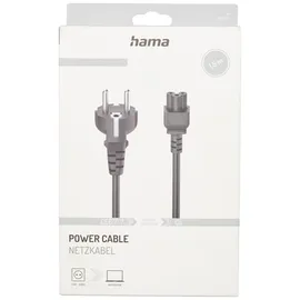 Hama Netzkabel mit Erde (Netzkabel für Computer/Notebook/TV, Netzadapter, Erdungsstecker Typ F, 3-poliger Kleeblattstecker, 1,5 m, Schwarz