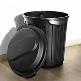 Floordirekt Mülleimer 60L Abfalleimer mit Deckel Geruchsdicht, Hygienisch & Leicht zu Reinigen - Schwarz