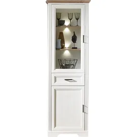 Innostyle Stauraumvitrine "Jasmin", weiß (piniefarbe, weiß, eichefarben), B:66cm H:204cm T:42cm, Glas, Holzwerkstoff, MDF, Schränke, inklusive Beleuchtung, Türen links/rechts verwendbar