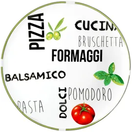 Mambocat 2er Set Pizzateller Weiß mit Dekor Ø 31cm - 1x Grün & 1x Rot - 27020533