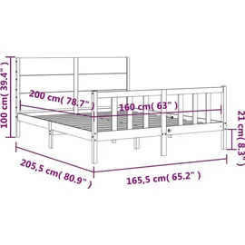 vidaXL Massivholzbett 160 x 200 cm Beige