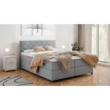 panda möbel BOXSPRINGBETT Diamaro 160x200 cm mit Bettkasten und Topper - Hellgrau - Hellgrau