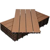 ECD Germany WPC Terrassenfliesen 60x30 cm 24er Spar Set für 4m2 Hellbraun in Holzoptik für Garten Balkon Bodenbelag mit Drainage und Klicksystem Terrassendielen Balkonfliesen Klickfliesen Holzfliesen