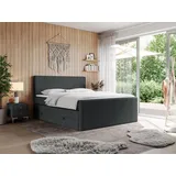 MKS Meble Boxspringbett, doppelbett mit Multipocket-Matratze und zwei Bettkästen - KING DOREN - 200x200cm - Dunkelgrau - H4 - Dunkelgrau
