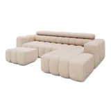 Livora Eckcouch Chenille 2-Sitzer Beige