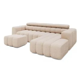 Livora Eckcouch Chenille 2-Sitzer Beige