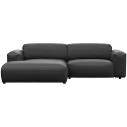 Ecksofa FLEXLUX "Lucera Chaislongue rechts oder links, L-Form, bequem", schwarz (deep schwarz), B:257cm H:73cm T:171cm, 100% Echteder, Sofas, modern & anschmiegsam, Kaltschaum, Stahl-Wellenunterfederung