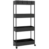 Homcom Küchenwagen Stahl Kunststoff, 40L x 19B x 90H cm Schwarz