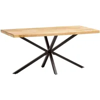 KADIMA DESIGN Esstisch Braun, Holz, Echtholz,Mangoholz, Rechteckig,Rechteckig, Gittergestell, 160x76x80