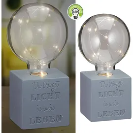 Cepewa LED Leuchte auf Betonsockel Spruch Glühbirne Lichterkette Lampe Designleuchte