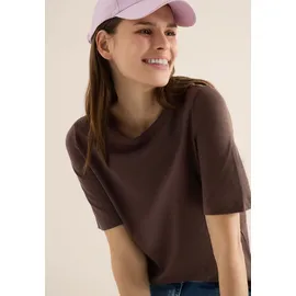 Cecil CECIL, Damen, Gr. XL (44), macchiato braun, Jersey, Obermaterial: 100% Baumwolle, unifarben, normal, hüftbedeckend, Rundhals, Shirts, aus Reiner Brown - XL