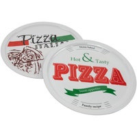 Spetebo Pizzateller PIZZA Teller 31,5 cm - 2er Set - je Motiv 1x, (2 St), 2er Set moderne Pizzateller weiß