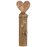 Dekoleidenschaft Windlichtsäule Herz aus Holz & Metall mit Echtrost, 44 cm hoch, Holzsäule, Dekosäule mit Kerzenglas, Bodenwindlicht, Kerzensäule mit Glas-Windlicht