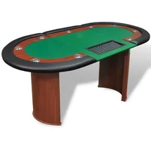 vidaXL Pokertisch für 10 Spieler mit Dealerbereich und Chipablage Grün