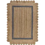 FLAIR RUGS Teppich FLAIR RUGS "Grace" Teppiche Gr. B: 120cm, 7mm, L: 170cm, beige (natur/grau) aus 100% Jute, fußbodenheizungsgeeignet, mit Bordüre