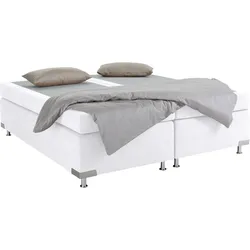 Boxspringbett "Holland", weiß, B:202cm L:201cm, Microvelours (100% Polyester), WESTFALIA SCHLAFKOMFORT, Komplettbetten, Boxspringbett, ohne Kopfteil, frei im Raum stellbar