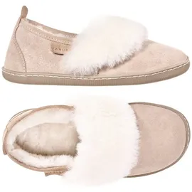 Vanuba Cormo Damen Hausschuhe, Naturleder, 100% Schafwolle, Warme und Bequeme Hausschuhe 39 EU Leder Beige/Weiß - 39