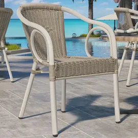 GGM Möbel ARGOS Bistro Rattanstuhl 4 St.  Grau  stapelbar