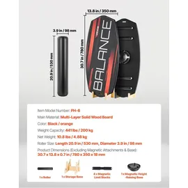 Vevor Balance Board Schwarz/Orange 78 cm