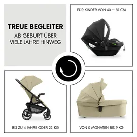 hauck 3in1 Kinderwagen Set inkl. Babyschale ab Geburt bis 22 kg, Klein Zusammenklappbar, Liegefunktion, Getränkehalter - Olive