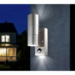 Globo 3201-2SL Außenwandleuchte Style mit Bewegungssensor 2x5W | GU10 LED | 210L | 3000K - inklusive Leuchtmitteln, Edelstahl