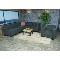 Mendler Modular Sofa-System Couch-Garnitur Lyon 6-1, Stoff/Textil ~ anthrazit-grau