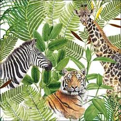 Ambiente 20 Servietten Papier 33x33cm 3-lagig - hochwertige Einweg Papierservietten Tiermotiv exotisch Partyservietten Dschungel Tiere Tischdeko Safari Urwald