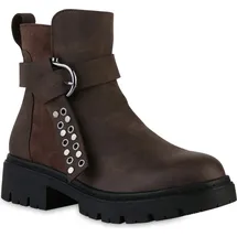 Stiefelparadies Damen Biker Boots in Braun,