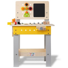 Baby Vivo höhenverstellbare Spielwerkbank / Werkbank für Kinder aus Holz - Bob mit Tafel und 39 Teilen Zubehör