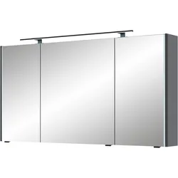 Spiegelschrank SAPHIR "Serie 7045 Badezimmer-Spiegelschrank inkl. LED-Beleuchtung, 3 Türen", grau (stahlgrau), B:133,2cm H:70,3cm T:17cm, Spanplatte, Schränke, Badschrank 133,2 cm breit, inkl. LEDplus Schalter und Türdämpfer
