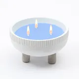 MARELIDA Duftkerze CITRONELLA Echtwachs in Tonschale 3 Dochte blau