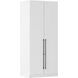 rauch Kleiderschrank Drehtürenschrank Schrank Garderobe Wäscheschrank Schlafzimmer AVOLA (in 3 verschiedenen Ausstattungen BASIC/CLASSIC/PREMIUM) mit hochwertigen Stangengriffen in Schwarz aus Metall MADE IN GERMANY weiß 91 cm x 229 cm x 54 cm