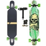 FunTomia Longboard Longboard in 3 Flex Stufen Camber Ahornholz + T-Tool mit LED Rollen, Camber Twin Tip grün