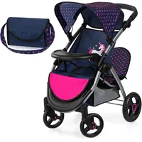 Bayer Design Zwillingspuppenwagen Einhorn Blau/Rosa