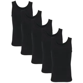 TupTam Unterhemden Jungen – 5er Pack Ärmellose Kinder Unterhemden, Baumwolle, Bequem & Atmungsaktiv, Farbe: Schwarz, Größe: 104-110 - 104-110