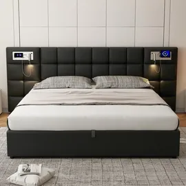 lanki international gmbh Polsterbett 180 x 200 cm Schwarz