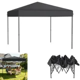 Froadp Pavillon 3x3 m Faltpavillon Wasserdicht Stabil Partyzelt Höhenverstellbar Gartenpavillon mit Einhand-Teleskop-Mechanismus für Camping Party (Anthrazit, ohne Seitenwänden)