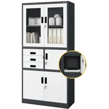 Jan Nowak Vitrinenschrank abschließbar FILIP mit Tresor 185 x 90 x 40 cm, Wohnzimmer, Wohnwände, Vitrinenschränke