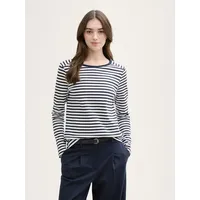 Tom Tailor 1043085 Striped Interlock Langarm-t-shirt - Navy White