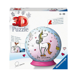 Ravensburger 3D-Puzzle puzzleball® Ø13 cm, 72 Teile, Einhorn, Puzzleteile