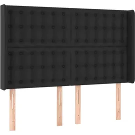 vidaXL Boxspringbett mit Matratze & LED Schwarz 140x200 cm Kunstleder